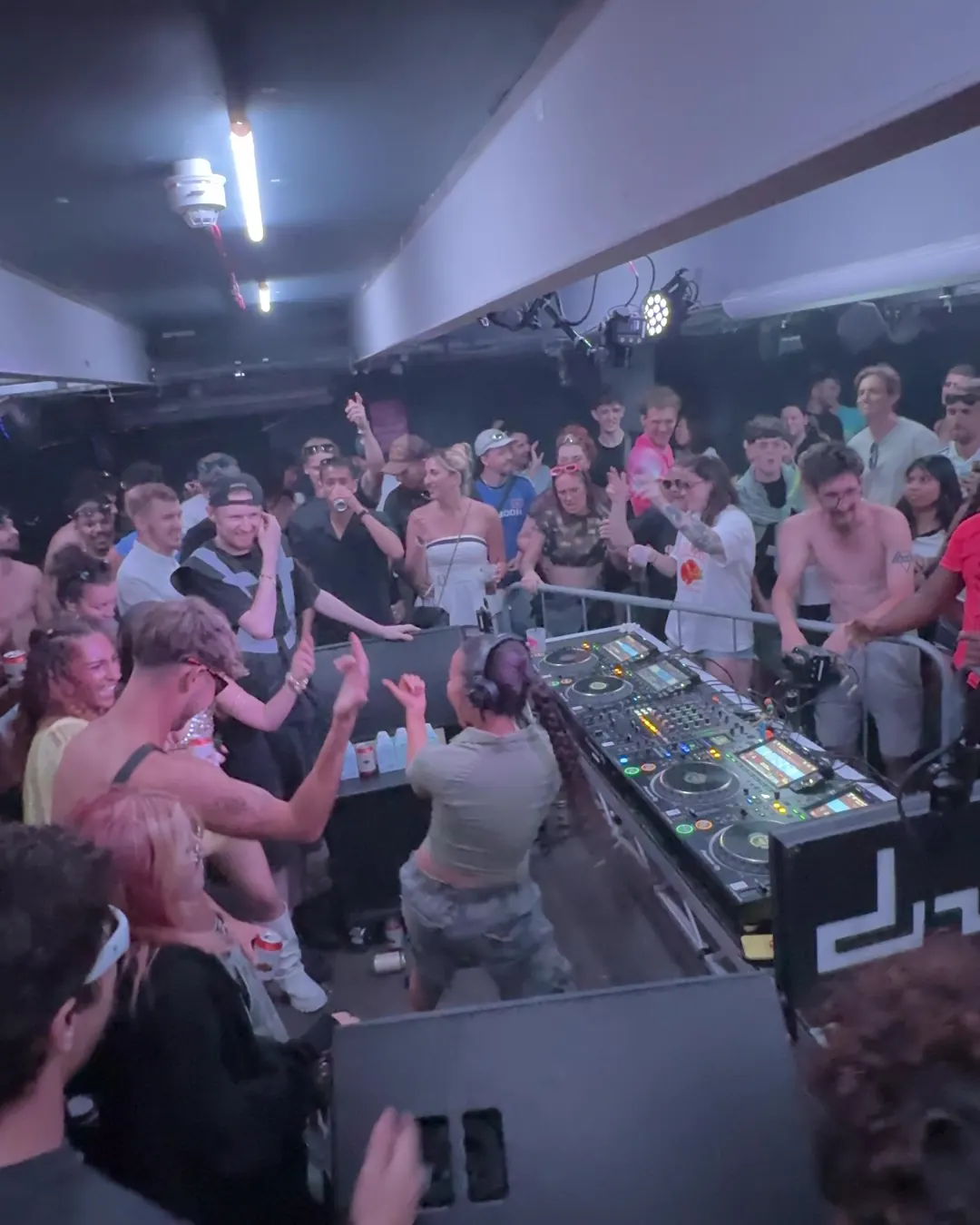 DnB Allstars 360 – 16th July – w/ Dimension, Goddard + more: crowd packed around the 360 booth under white light