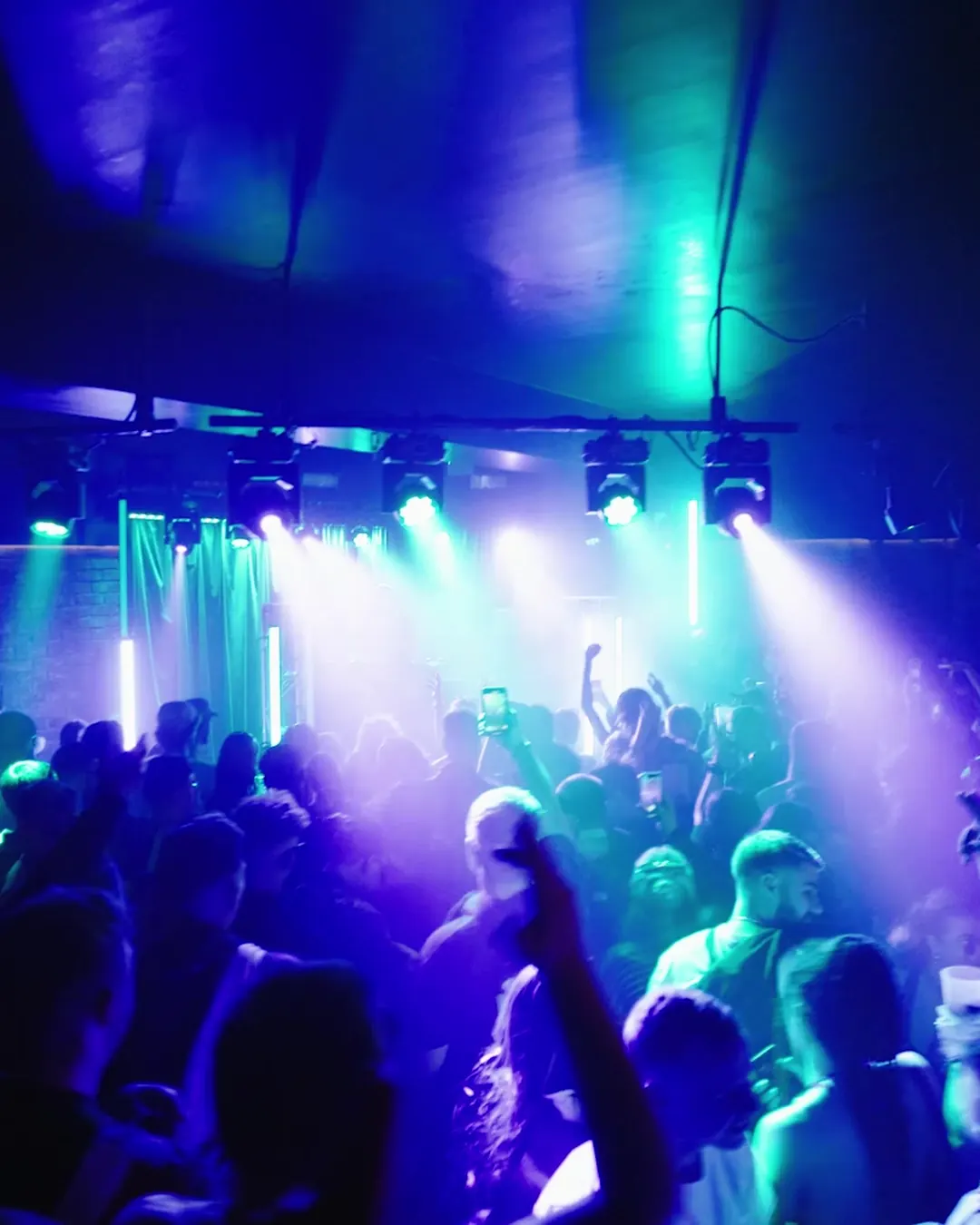 DnB Allstars 360: Nottingham: blue beams over a full Nottingham room
