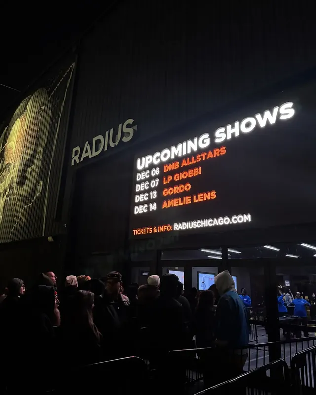 DnB Allstars: Chicago: the Radius marquee in Chicago listing DnB Allstars
