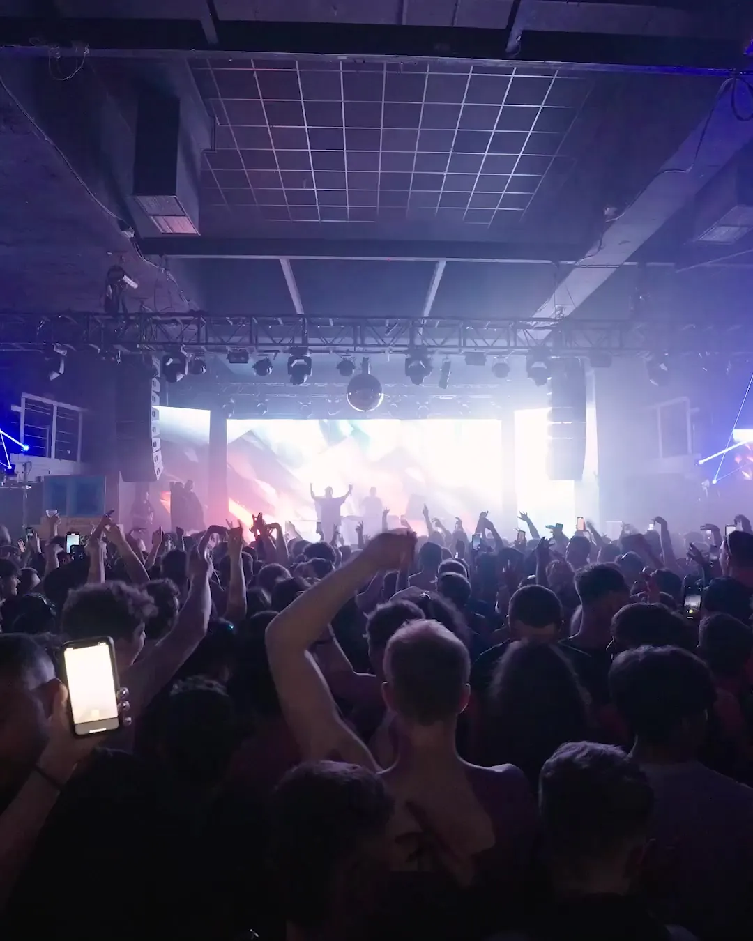 DnB Allstars x 30Hz: Birmingham: crowd facing the lit-up stage in Birmingham